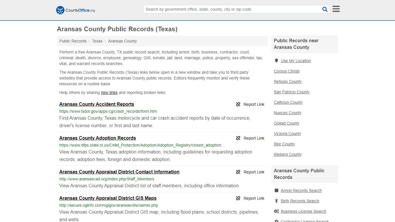 Public Records - Aransas County, TX (Business, Criminal, GIS, Property ...
